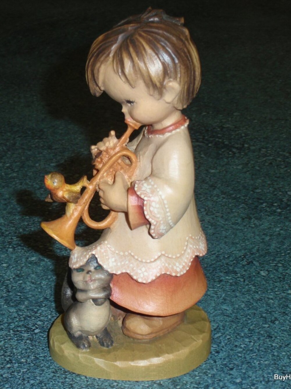"Trumpeter" ANRI Wood Carved Figure By Ferrandiz SIGNED BY Rudi Kostner - RARE! - Picture 8 of 10